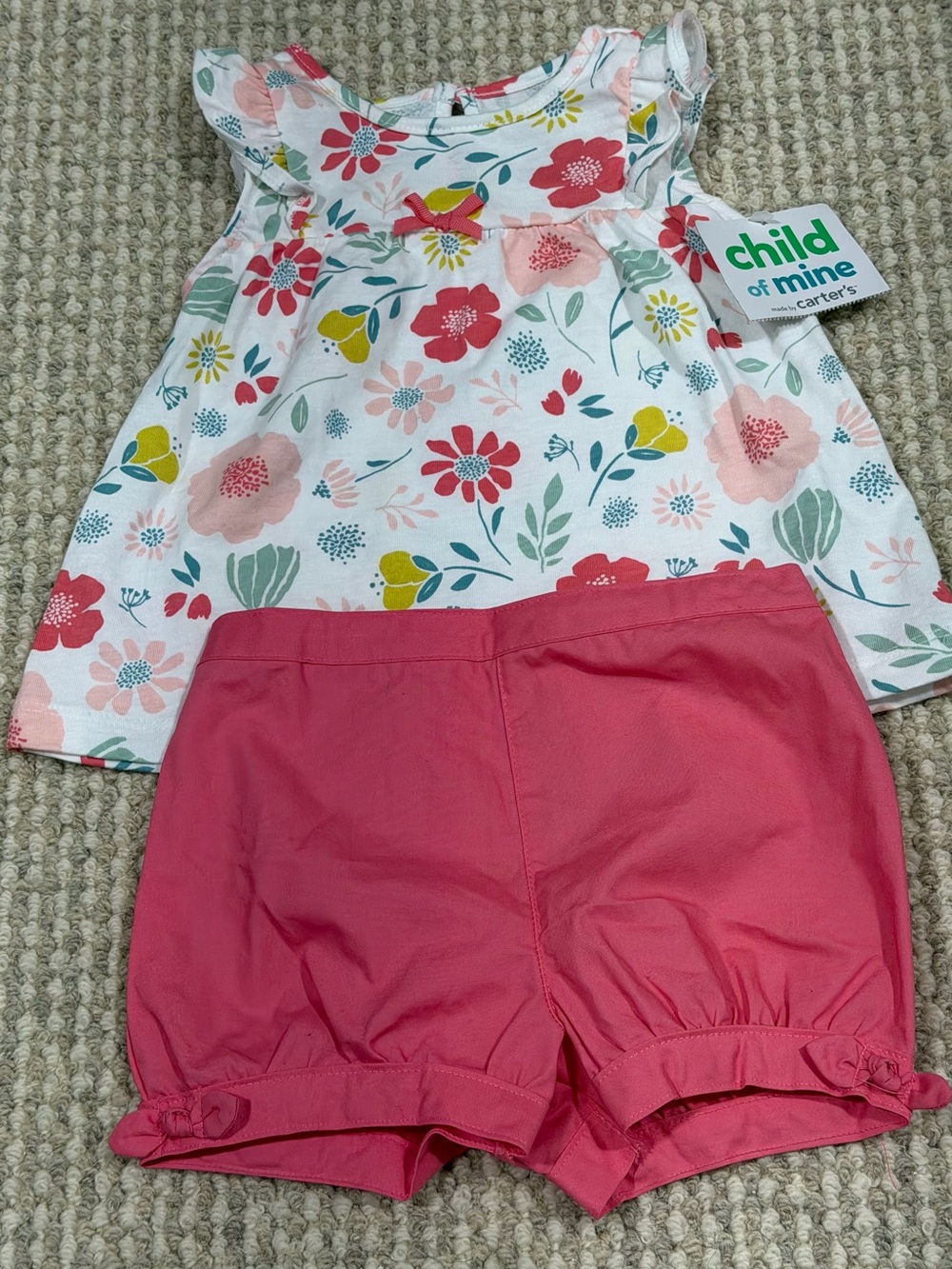 Child of Mine by Carter's 2pc Floral Top & Pink Shorts Set Girlβs 18M NEW